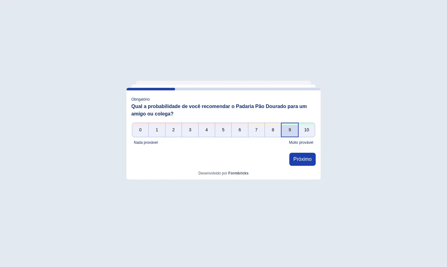 A mesma pesquisa publicada, na tela que o respondente vê ao abrir o link (exemplo).