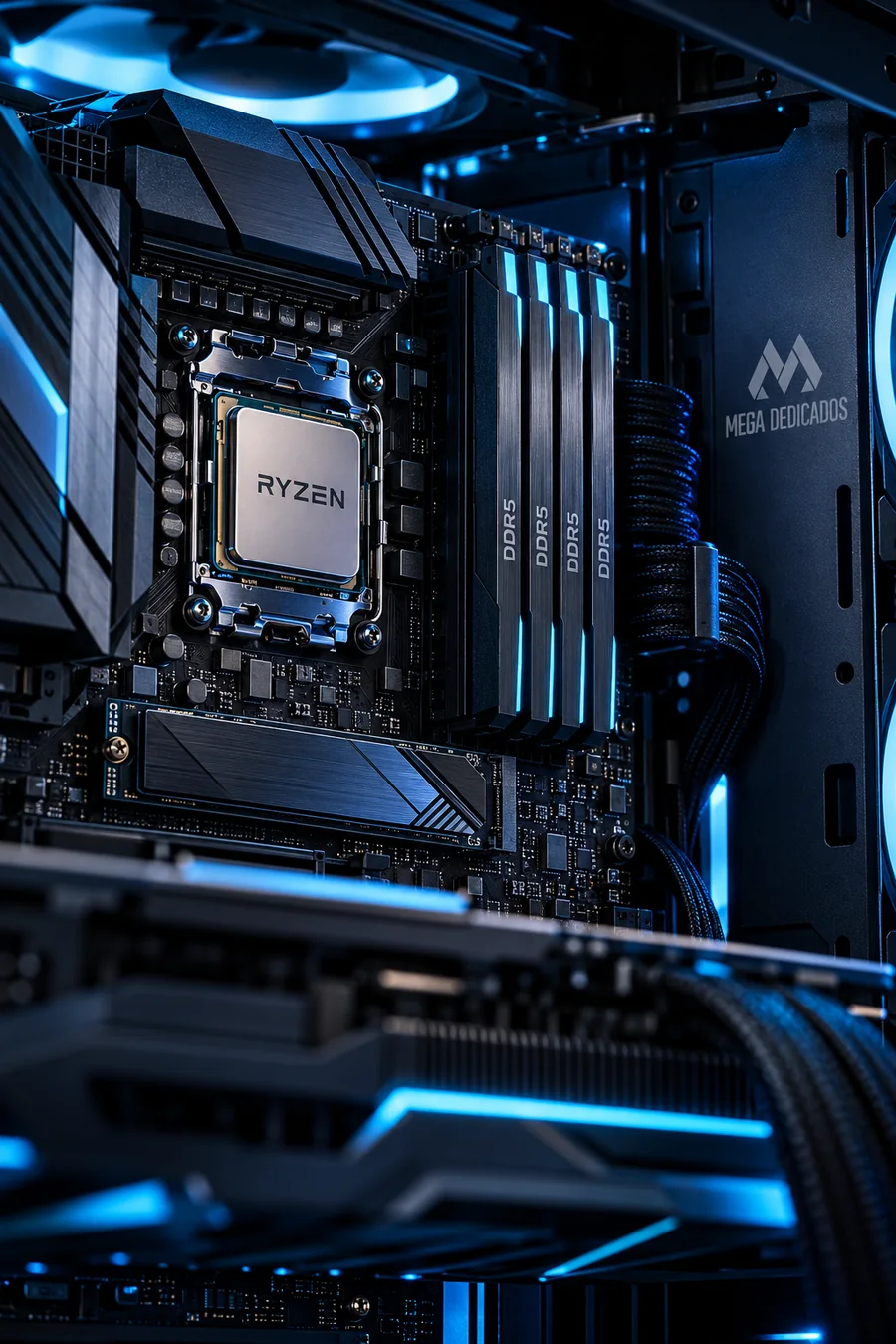 Motherboard with an AMD Ryzen processor, DDR5 memory and NVMe SSD